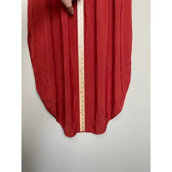 Beautiful H&M Round Hem Ruffle High Waist Slit Midi Skirt Silky Orange M - Picture 4 of 8